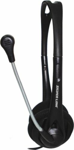 אוזניות ומיקרופון שחור silverline