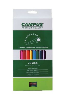 12 יחידות עפרונות צבעוניים ג'מבו משולשים campus