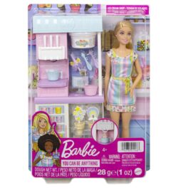 בובת ברבי ומארז גלידרייה כולל בצק Barbie