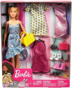 ערכת בובת ברבי עם מגוון בגדים ואביזרים Barbie