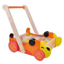 עגלת עידוד והליכה כלב וקוביות עץ PIT TOYS